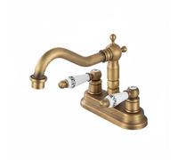 YsXoWiui Ceramic Basin Faucet Double Handle Copper Lavatory Fixture Antique Finish Rotatable Spout Aerated Water Stream European Classic Style Suitable for Sink Home, Ceramic Short