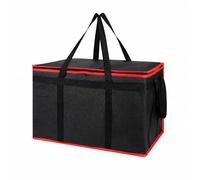 YsXoWiui Insulated Thermal Carrier Box with Nonwoven Build and Reflective Core for Warm Meals Chilled Items Fresh Produce Suitable for Market Shopping, Black Red