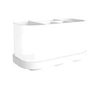 YsXoWiui Makeup Brush Holder with Five Compartments Silicone Organizer Tray for Cosmetics Office Supplies And Toiletries Nonslip Display Shelf Suitable for Bed, White