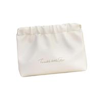 YsXoWiui Makeup Pouch Travel Makeup Bag Mini Cosmetic Bag Hair Tie Organizer PU Leather with Self Closing for Women Suitable for Dating Party Home Use, White