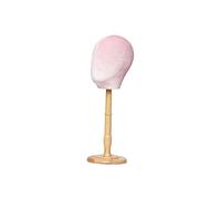 YsXoWiui Mannequin Head Model Hairpiece Hat Display Stand Smooth Wood Flannel Multipurpose Storage Suitable for Salon Shopping Mall, Pink Tall Base