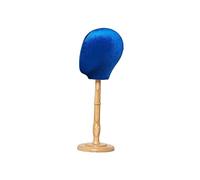 YsXoWiui Mannequin Head Model Hairpiece Hat Display Stand Smooth Wood Flannel Multipurpose Storage Suitable for Salon Shopping Mall, Blue Tall Base