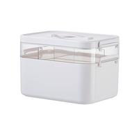 YsXoWiui Medical Storage Case Family First Aid Box Two Layer Organizer Removable Tray with Handle Lightweight Multipurpose Container Suitable for Travel Workpl, 24.5cmx16.5cmx15.5cm