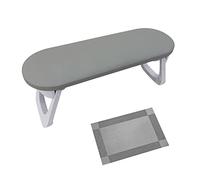 YsXoWiui Nail Arm Rest Hand Rest Cushion Folding Manicure Pillow Arm Stand PU Leather Waterproof Easy to Clean Suitable for Nail Technicians Beginners, round corner grey
