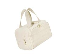 YsXoWiui Toiletry Bag Large Cosmetic Bag Travel Case Waterproof Storage Bag Made of Nylon with Hook for Women Men Travel, beige white
