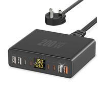 YSYFAD 200W USB C Charger 8-Port with LED Display, USB Charging Station GaN