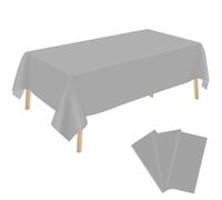 YSYJ 3 Pack Silver Plastic Tablecloth Disposable Rectangular Table Cloth 54 x 108 Inch Table Cover for Parties