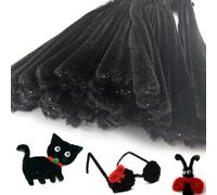 YSYONBOE Pipe Cleaners, 100pcs 30cm Long Flexible Pipecleaners Chenille Stems for DIY Arts & Crafts, Crafting Pipe Cleaners for Handmade DIY Decorations (Black)