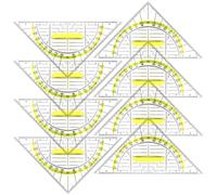 YSYONBOE Triangle Ruler Protractor with Detachable Handle 16cm, 8pcs Multifunctional Set Square Transparent Plastic Protractor Primary School Geometry Set Square for School Student Measuring Drawing