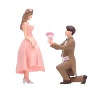 Ysyqkn 1/64 Scale Proposal Couple Miniature Figures Set Wedding Diorama Sand Table Decor Mini Resin Figurines for Birthday Gift