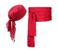 Ysyqkn 2 Pieces Pirate Bandana Scarf Sash Headband Costume Decorative Accessories Soft Polyester Suitable for Cosplay Themed Parties Party Roleplay Birthdays, Red