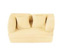 Ysyqkn Dollhouse Miniature Sofa with Twin Bed Convertible Accent Chair Loveseat Furniture Two Pillows Suitable for Dollhouse Decoration, beige
