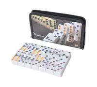 Ysyqkn Double Six Set 28 Solid Tiles Educational Table Game Smooth Surface Pp Carrying Case suitable for family game night outdoor playing holidays, Black
