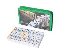 Ysyqkn Double Six Set 28 Solid Tiles Educational Table Game Smooth Surface Pp Carrying Case suitable for family game night outdoor playing holidays, Green