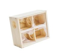 Ysyqkn Hamster House Double-Story Wooden Shelter Tunnel Hideaway Pet Accessory Toy Small Suitable for Gerbils, Mice, Lemmings Activity Decoration, Wood and Acrylic