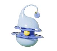 Ysyqkn Interactive Cat Toy Puzzle Rotating Bell Tumbler Treat Dispenser Kibble Multi-Purpose Function PP Iron Material for Home Exercise, blue