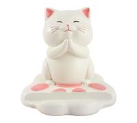 Ysyqkn Praying Cat Phone Holder Resin Kitten Statue Smartphone Bracket Birthday Gift Funny Cellphone Stand for Women Office