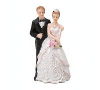 Ysyqkn Wedding Figurine Bride Groom Synthetic Resin Ornament Centerpiece Statue Memory Cake Topper Suitable for Living Room Anniversary Celebration, B