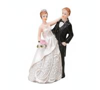 Ysyqkn Wedding Figurine Bride Groom Synthetic Resin Ornament Centerpiece Statue Memory Cake Topper Suitable for Living Room Anniversary Celebration, A