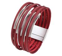 Ysyqkn Women's Bangle, Modern PU Bracelet, Easy to Put on Thanks to The Clasp, Ideal for Birthdays and Celebrations, Red