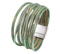 Ysyqkn Women's Bangle, Modern PU Bracelet, Easy to Put on Thanks to The Clasp, Ideal for Birthdays and Celebrations, Green