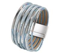 Ysyqkn Women's Bangle, Modern PU Bracelet, Easy to Put on Thanks to The Clasp, Ideal for Birthdays and Celebrations, Light Blue