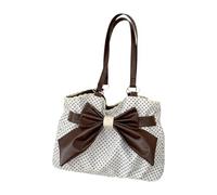 Ysyqkn Women's Tote Bag Elegant Polka Dot Bow Roomy Lightweight Carry Under Arm Suitable for Work Shopping and Leisure, White