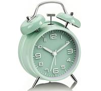 YsyYey Analogue Alarm Clock, Twin Bell Alarm Clock, Extra Loud for Heavy Sleepers,No Ticking, Battery Operated with Night Light,Vintage Metal Bedside Clock for Adults, Teenagers and Children