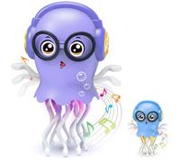 YsyYey Dancing Crawling Jellyfish Toy with Music & Lights, Interactive Baby Tummy Time Toy, Sensory Crawling Toys for Toddlers 3-8 Years, Birthday Gifts for Boys & Girls, Fun Office Desk Relaxation