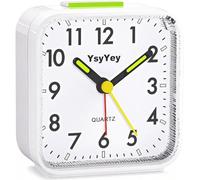 YsyYey Silent Analog Alarm Clock, Vintage Clock with Ascending Beep, Snooze & Night Light, Battery Powered Compact for Bedside, Desk, No Ticking for Light Sleeper