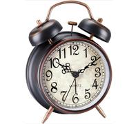 YsyYey Vintage Double Bell Alarm Clock, 10 cm Analogue Alarm Clock, Retro Design with Night Light, Battery Operated Analog Table Alarm Clock with Loud Ringing, Old Fashioned Alarm Clock for Bedroom