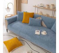 YSZBD Funny Fuzzy Corner Non Slip Sofa Cover 2/3/4/1 Seater Sofa Slipcovers I/l Shape Fluffy Thick Rabbit Plush Sofa Cushion Apply to Living Room Dogs Cat Pet,Blue2-90x160cm