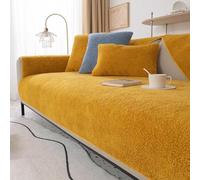 YSZBD Funny Fuzzy Corner Non Slip Sofa Cover 2/3/4/1 Seater Sofa Slipcovers I/l Shape Fluffy Thick Rabbit Plush Sofa Cushion Apply to Living Room Dogs Cat Pet,Yellow2-90x210cm