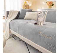 YSZBD Funny Fuzzy Corner Non Slip Sofa Cover Velvet Sofa Covers Couch Covers Dog Protector Apply to L Shape 1 Seater 2 Seater 3 Seater 4 Seater Sofa,Grey-110x210cm