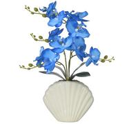 YSZL 16" Blue Silk Phalaenopsis Orchid in Seashell Pot for Table Décor