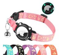 Ytanest Reflective Airtag Cat Collar, Breakaway Cat Collar with Air Tag Holder for Cats, Kittens, Pink, S(9-11 Inch)