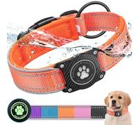 Ytanest Waterproof Airtag Dog Collar, Dog Collar with Apple Air Tag Holder, Reflective Dog Tracker Collar for Small Medium Large Dogs, Orange, XL