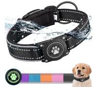 Ytanest Waterproof Airtag Dog Collar, Dog Collar with Apple Air Tag Holder, Reflective Dog Tracker Collar for Small Medium Large Dogs, Black, XL
