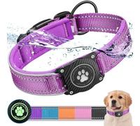 Ytanest Waterproof Airtag Dog Collar, Dog Collar with Apple Air Tag Holder, Reflective Dog Tracker Collar for Small Medium Large Dogs, Purple, XL