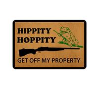Ytanie Welcome Mats for Front Door, Outdoor, Entrance, Hippity, Hoppity, Get Off My Property, Doormat, Non-Slip Rubber Mat for Home, Indoor, Farmhouse, Patio, Fully Brown