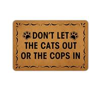 Ytanie Welcome Mats for Front Door Outdoor Entry Don’T Let The Cats Out Or The Cops in Doormat Non Slip Rubber Mat for Home Indoor Farmhouse Funny Kitchen Rugs Patio Full Brown