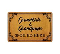 Ytanie Welcome Mats for Front Door Outdoor Entry Grandkids and Grandpups Spoiled Here Doormat Non Slip Rubber Mat for Home Indoor Farmhouse Funny Kitchen Rugs Patio Full Brown