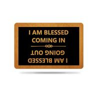 Ytanie Welcome Mats for Front Door Outdoor Entry I AM Blessed Coming in & Going Out Doormat Non Slip Rubber Mat for Home Indoor Farmhouse Funny Kitchen Rugs Patio Full Brown