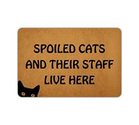 Ytanie Welcome Mats for Front Door Outdoor Entry Spoiled Cats and Their Staff Live Here Doormat Non Slip Rubber Mat for Home Indoor Farmhouse Funny Kitchen Rugs Patio Full Brown