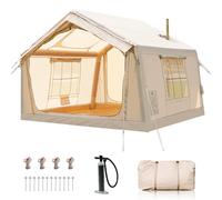 Ytaoeo Inflatable Tent Outdoor camping tent for 4-6 people with chimney opening Inflatable camping tent made of waterproof Oxford fabric Air glamping tents for 4 seasons campings (6 Person)