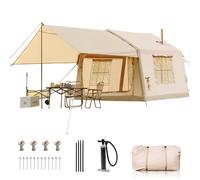 Ytaoeo Inflatable Tent Outdoor camping tent for 4-6 people with chimney opening Inflatable camping tent made of waterproof Oxford fabric Air glamping tents for 4 seasons campings (6 Person + Canopy)