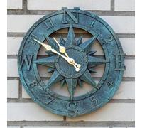 YTAONS Outdoor Wall Clock 12in Garden Clock Waterproof Clocks Roman Retro Kitchen Home Clock -Not Silent (Turquoise-B)