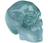 Ytbeoxk 2inch Crystal Carved Skull Statue Spiritual Decor，Skull Bathroom Decor，Bathroom Decor，Home Office Decoration，Reiki Healing for Woman Gift. (Fluorite Skull)