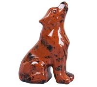 Ytbeoxk Red Obsidian Wolf Statue Healing Crystal Gift Decor Red
