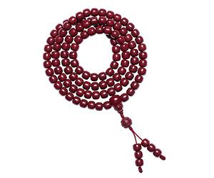 YTBHSHXZ 108 Natural Cinnabar Rosary Necklace Multi-Loop Bracelet Buddha Barrel Mala for Medition Chanting(Red)